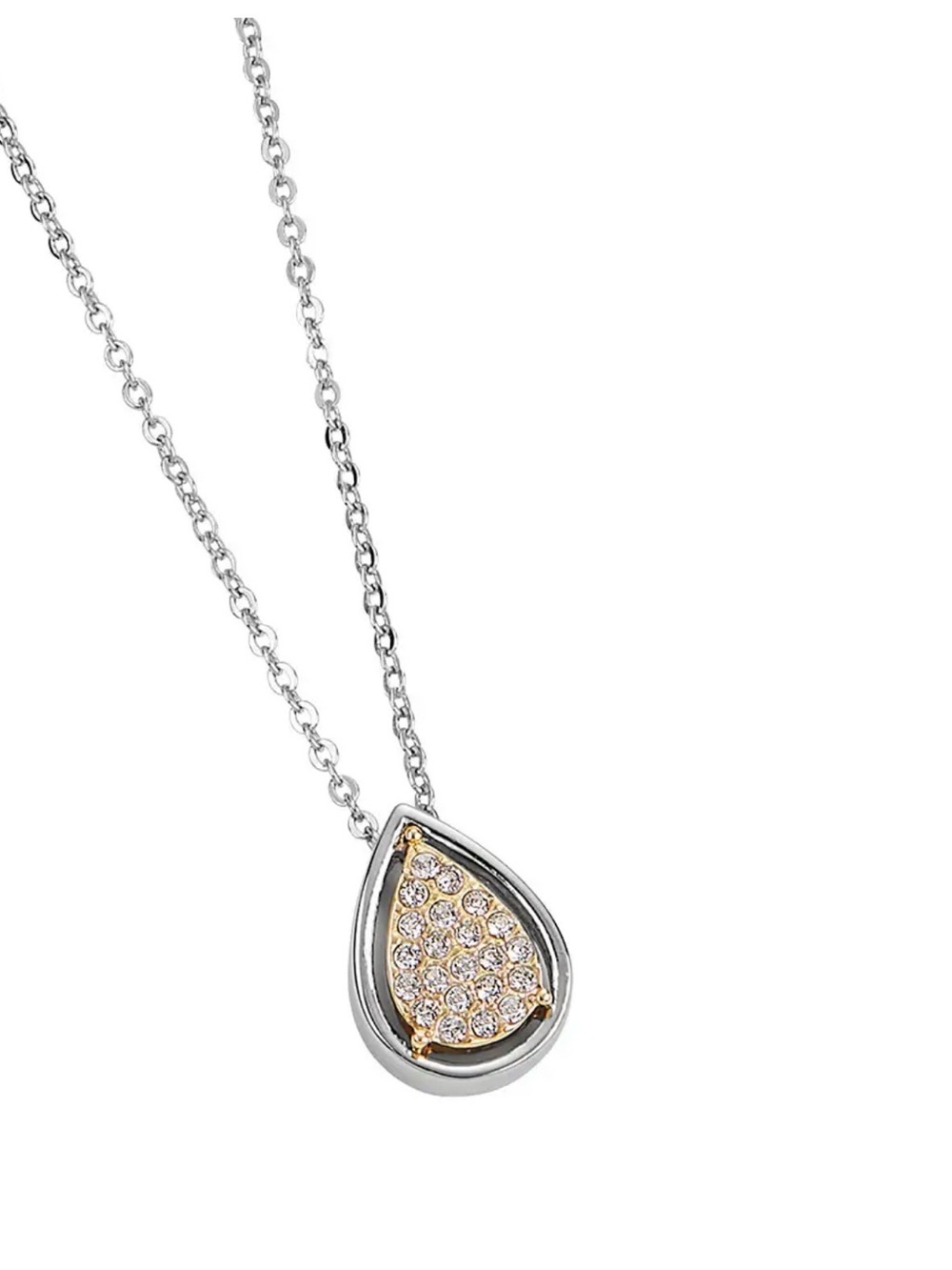 Park Lane Evie Silver and Gold Teardrop Pendant Necklace with Crystals - Picture 3 of 8